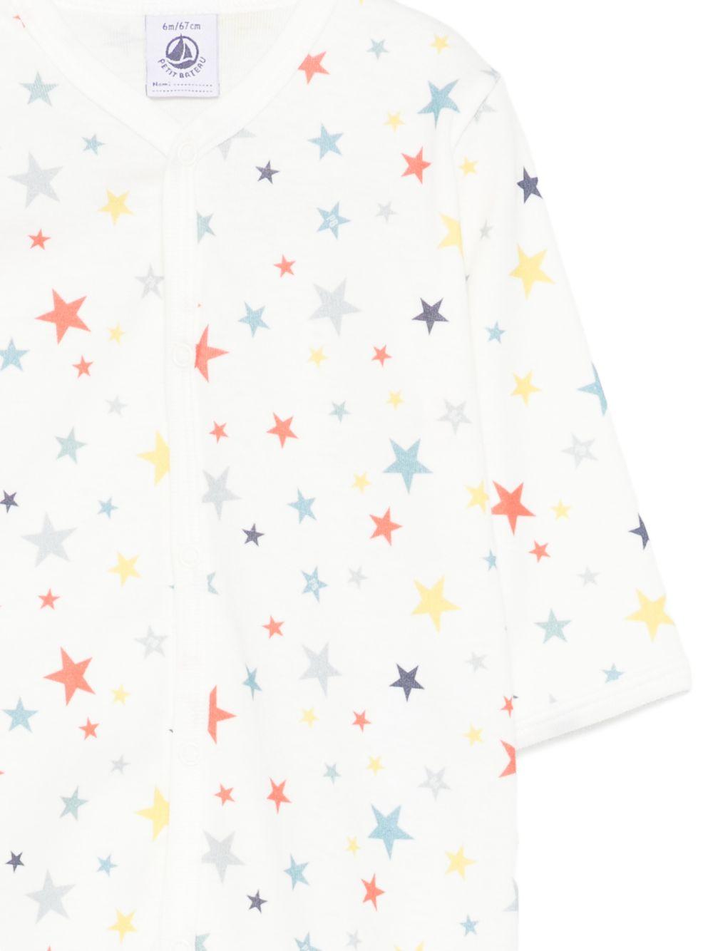 Pigiama per neonato Petit Bateau bianco con stampa stelle A0F8T 01 PETIT BATEAU