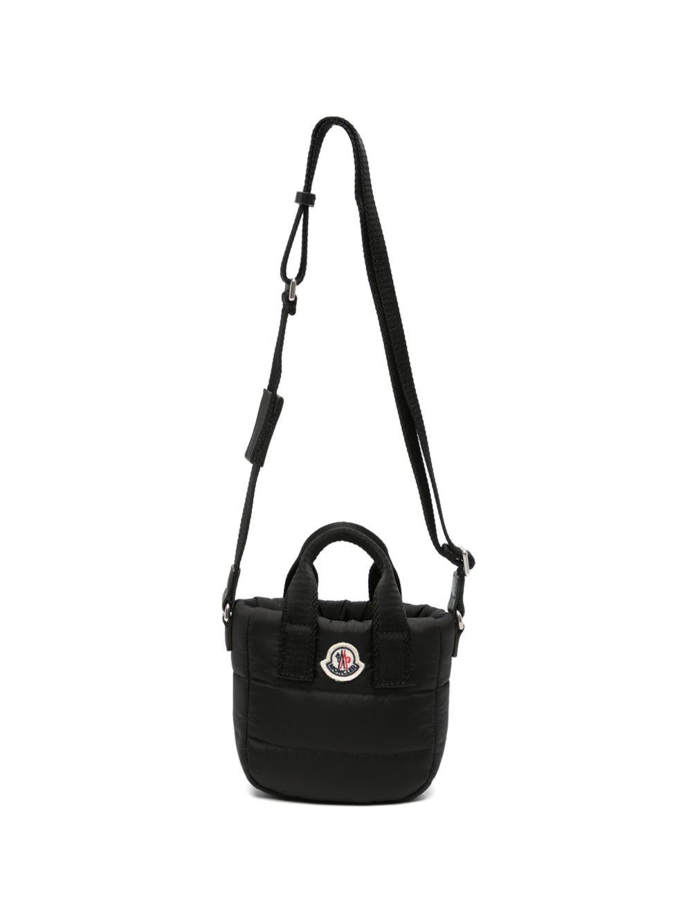 Borsa per bambina Moncler Enfant nera con patch logo sul davanti L29545L00001N0200 999 MONCLER KIDS