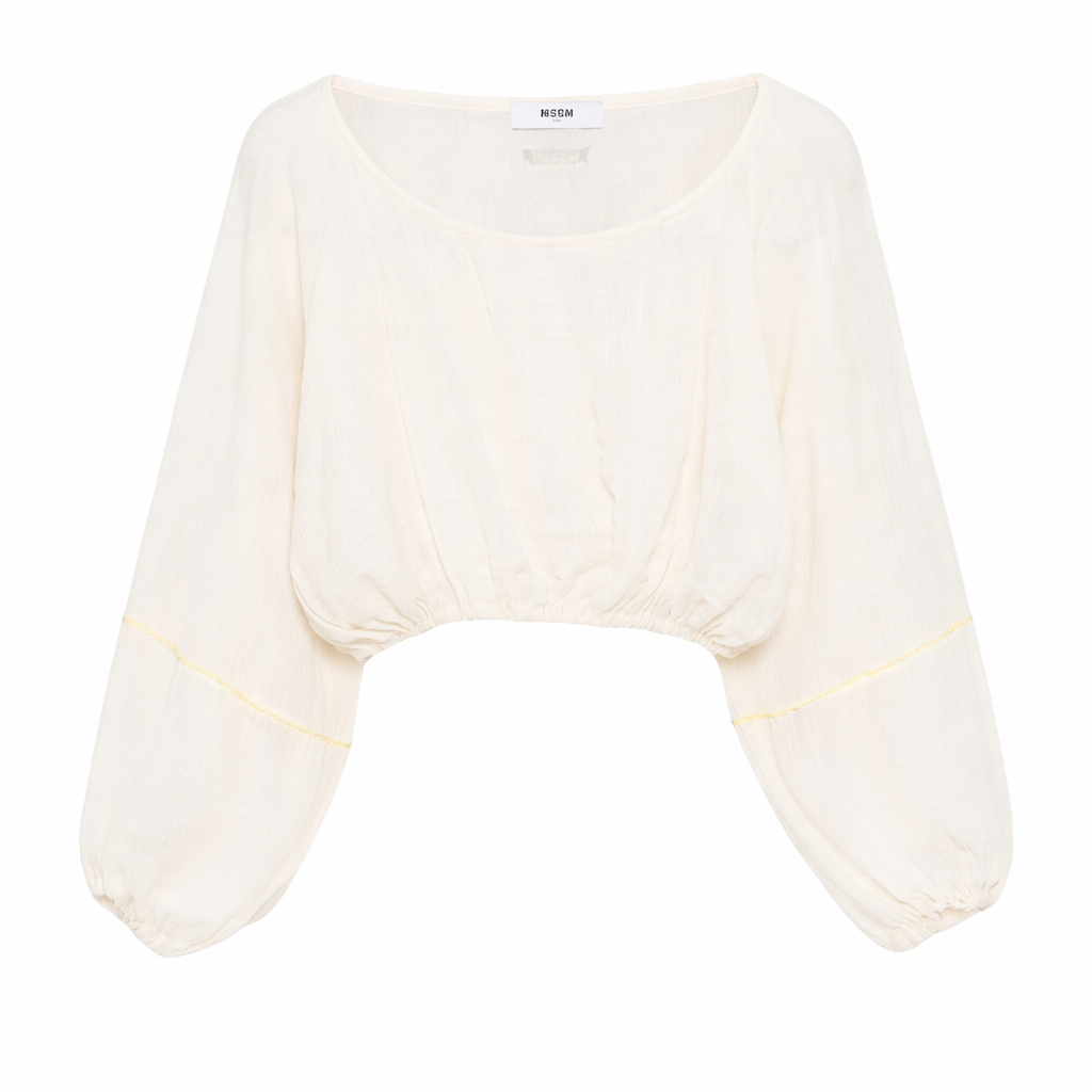 Felpa per bambina MSGM Kids bianca con design crop S6MSJGBL211 001 MSGM KIDS