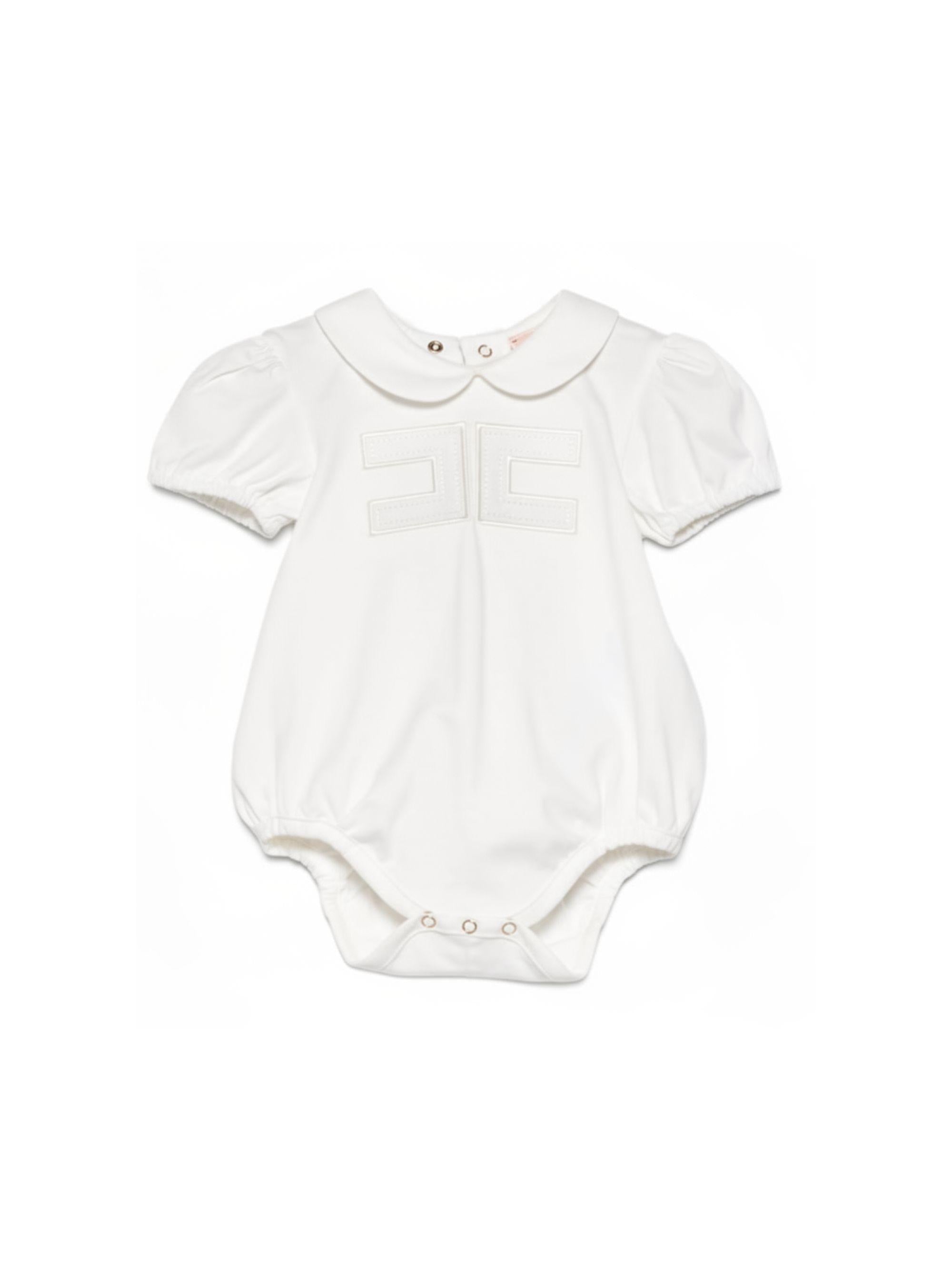 Tutina per neonata Elisabetta Franchi La Mia Bambina bianca con colletto a Peter Pan ENBD0080JF054 0004 ElISABETTA FRANCHI KIDS