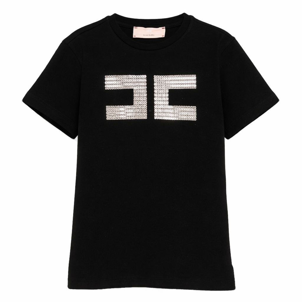 T-shirt per bambina Elisabetta Franchi La Mia bambina nera con paillettes EFTS2590JE006 N005 ElISABETTA FRANCHI KIDS