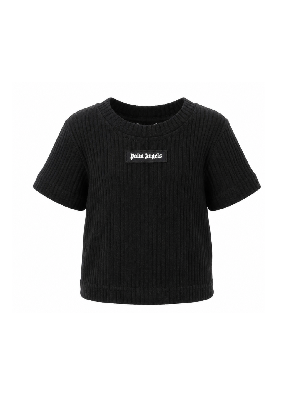T-shirt per bambina Palm Angels Kids nera con dettaglio logo PGAA017S26JER001 110 PALM ANGELS KIDS