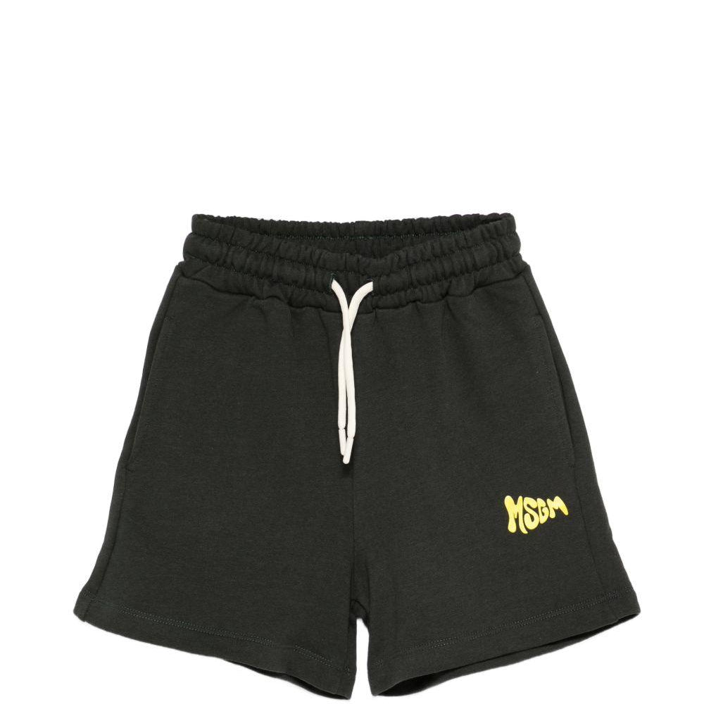 Shorts per bambino MSGM Kids neri con dettaglio logo sulla gamba S6MSJUBE221 MS040 MSGM KIDS