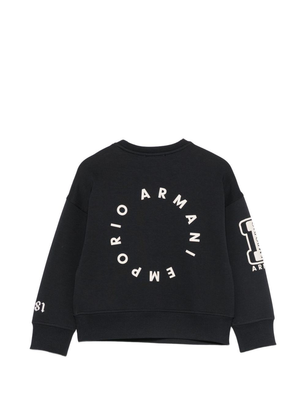 Felpa per bambino Emporio Armani Kids nera con patch logo EB001389 AF10126 UB118 EMPORIO ARMANI KIDS