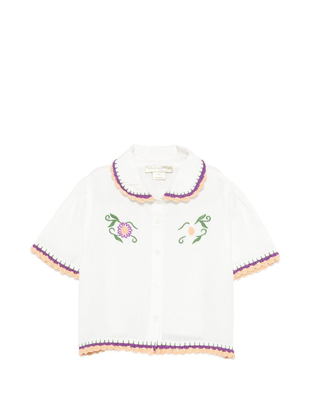 T-shirt per bambina Stella McCartney Kids bianca con colletto alla Peter Pan TY5A61 Z0138 101 STELLA McCARTNEY KIDS