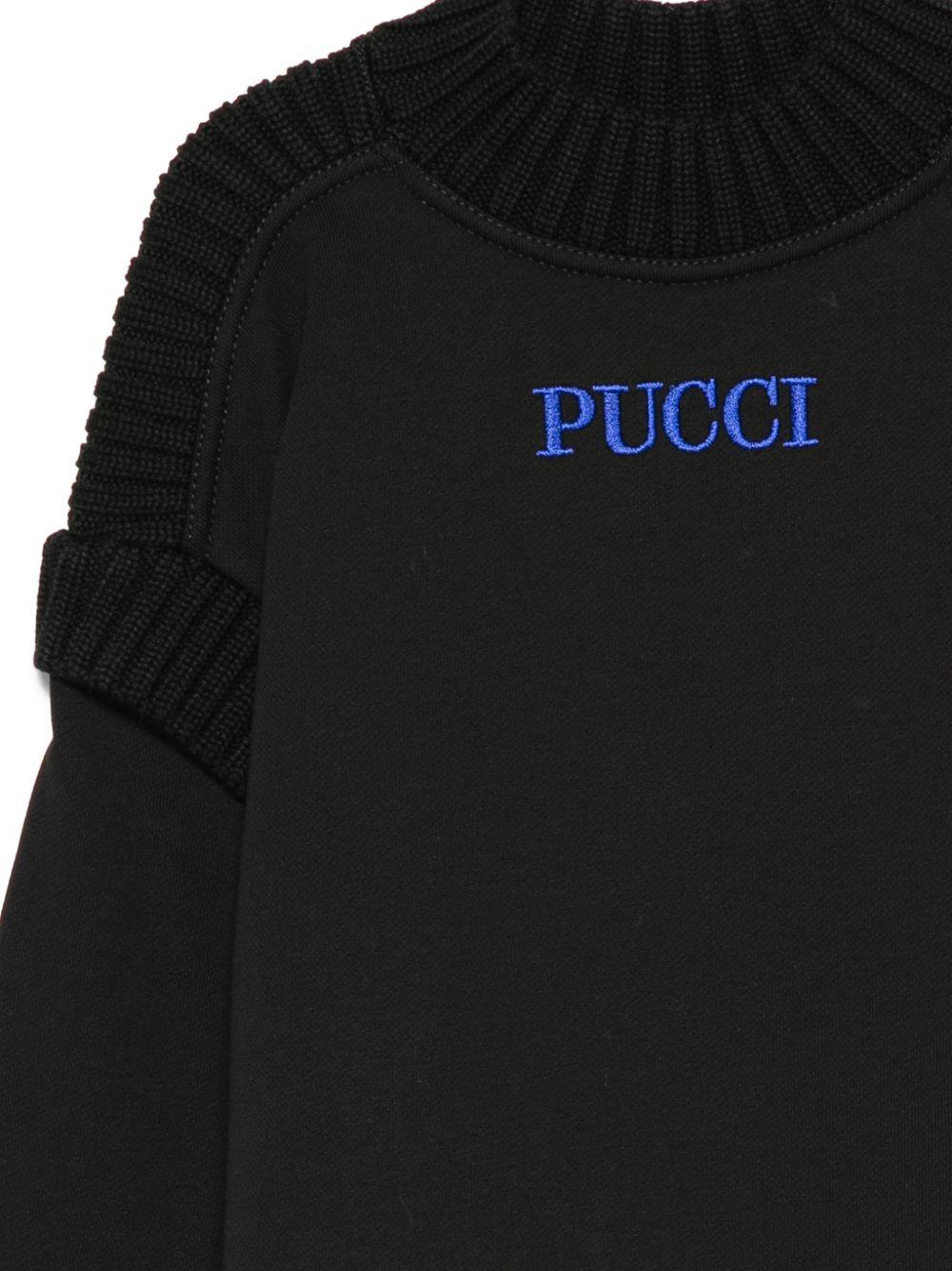 Felpa per bambina Emilio Pucci Junior nera con dettagli a coste PZ4A40 Z3183 930AZ EMILIO PUCCI KIDS