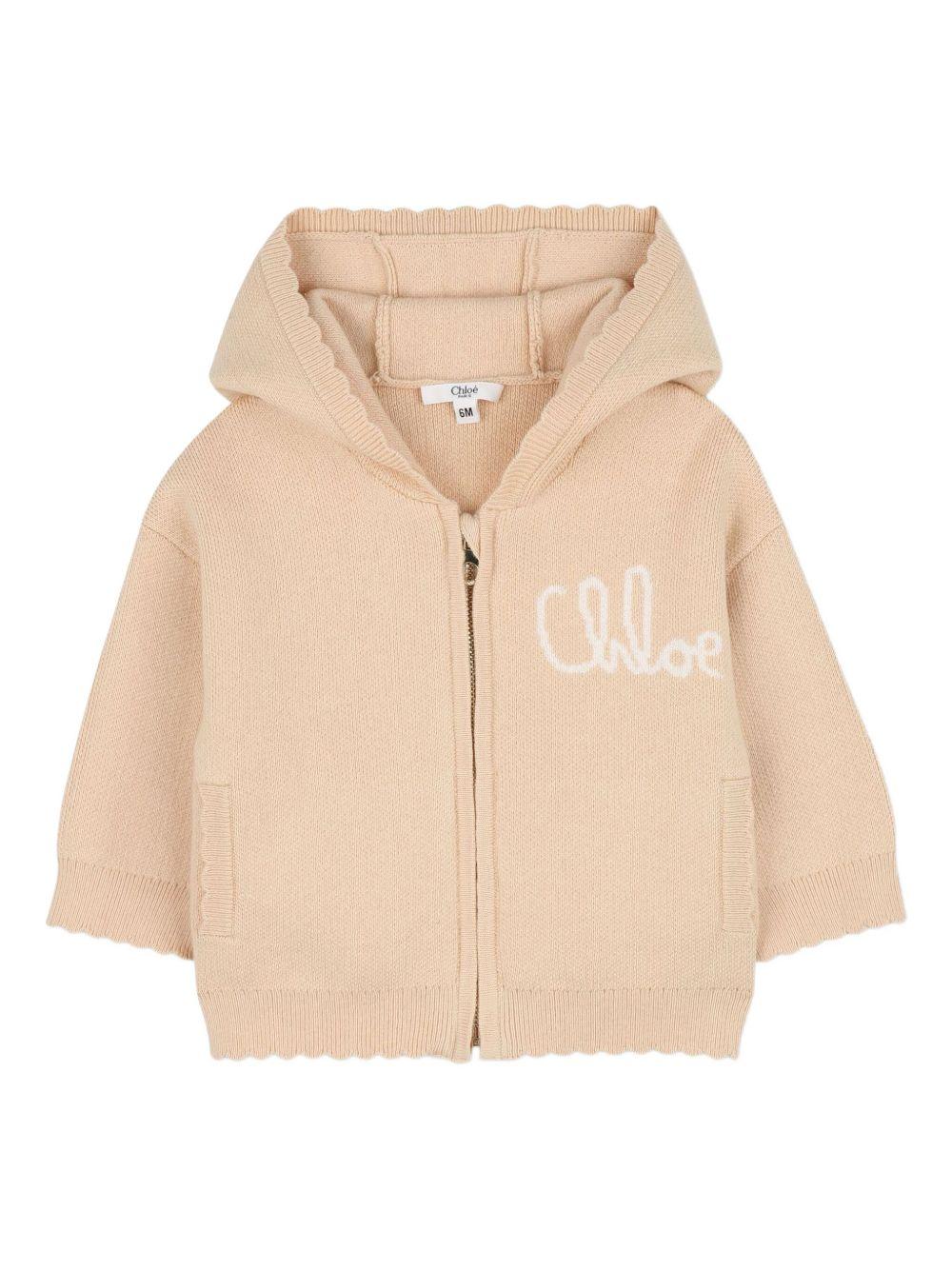 Set tuta sportiva per neonata Chloé Kids beige con logo ricamato C20721 257 CHLOE' KIDS