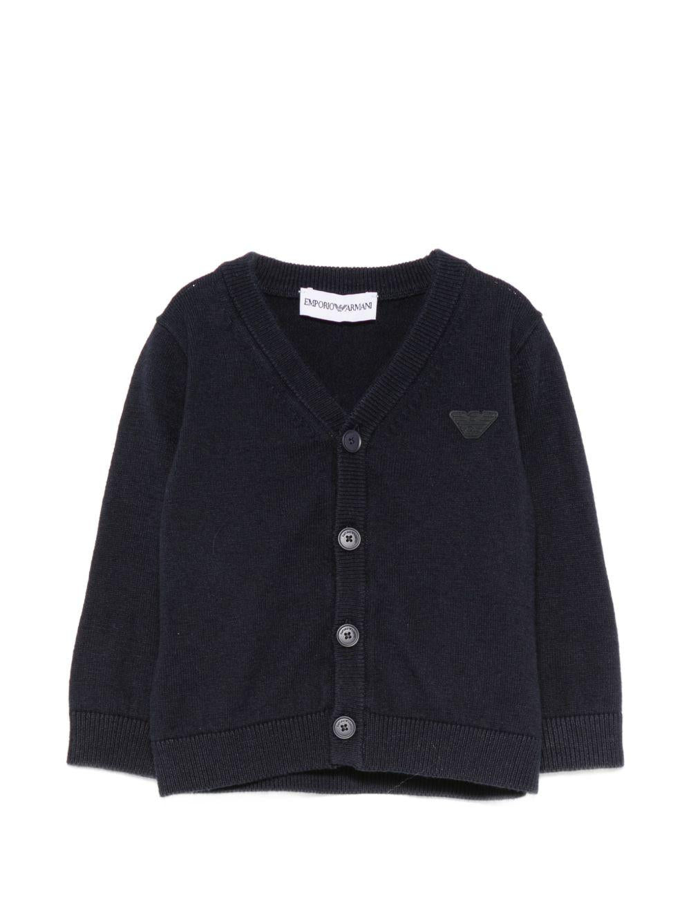 Cardigan per neonato Emporio Armani Kids blu navy con scollo a V EB000446 AF28773 UB118 EMPORIO ARMANI KIDS