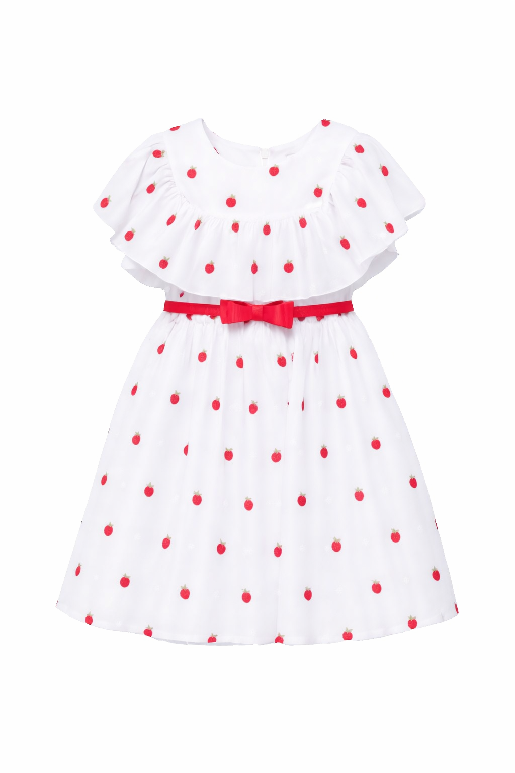 Abito per bambina Monnalisa bianco con cintura ricamo a fragole 31G914 7944 9944 MONNALISA KIDS