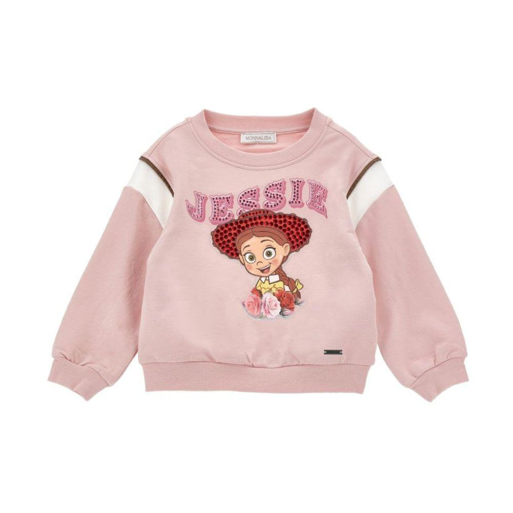 Felpa per bambina Monnalisa Kids x Pixar rosa con stampa e cristalli 19H600NP 8006 094F MONNALISA KIDS