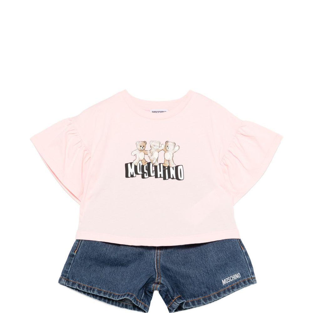 Set due pezzi per bambina Moschino Kids multicolore con stampa logo HDG01KL0E35 50209 MOSCHINO KIDS
