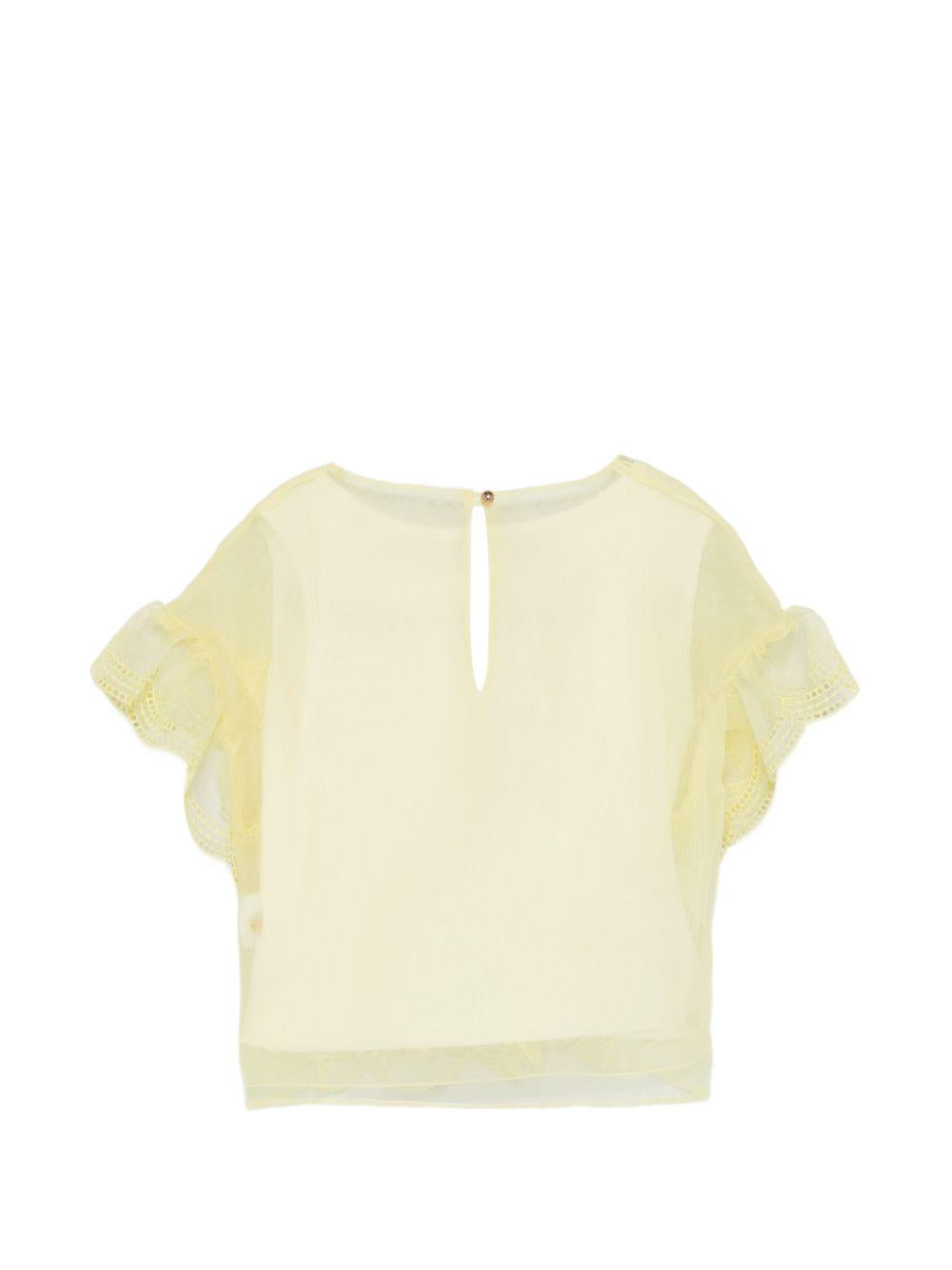 T-shirt per bambina Elie Saab Junior gialla con dettagli ricamati EFTP028TS1110 YEL ElIE SAAB KIDS