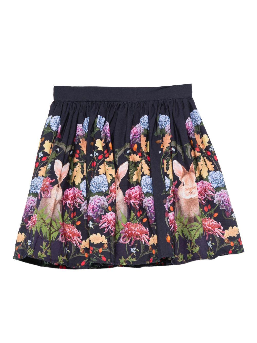 Gonna per bambina Molo blu con stampa floreale 2W25D110 4974 MOLO