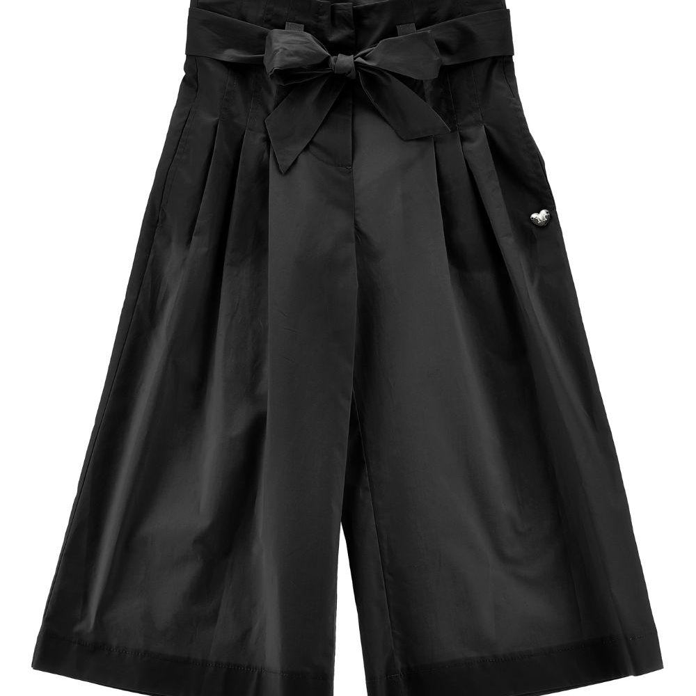 Pantaloni per bambina Monnalisa neri con design con pieghe 17G403 7116 0050 MONNALISA KIDS