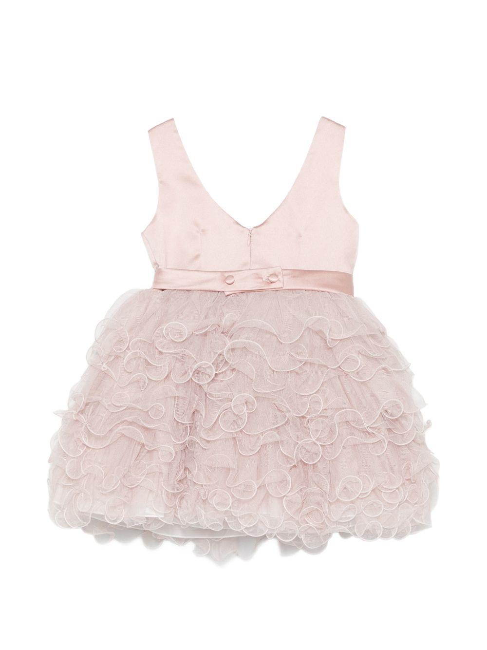 Abito per bambina Colorichiari rosa con applicazione fiori FB108524 4496 83 COLORICHIARI