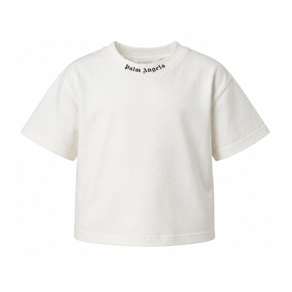 T-shirt per bambino Palm Angels Kids bianca con logo sul retro PBAA002S26JER001 002 PALM ANGELS KIDS