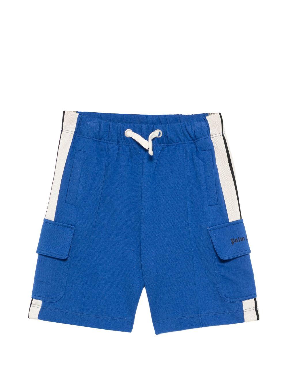 Shorts per bambino Palm Angels Kids blu con chiusura con coulisse PBCL004S26FLE001 060 PALM ANGELS KIDS