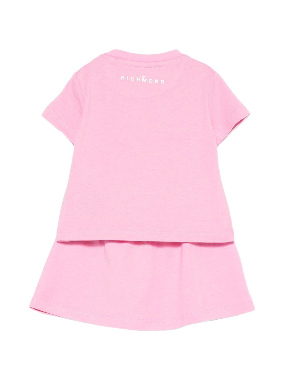 Set due pezzi John Richmond Junior rosa con dettaglio logo RIP26043CJ PINK BEGONIA JOHN RICHMOND JUNIOR