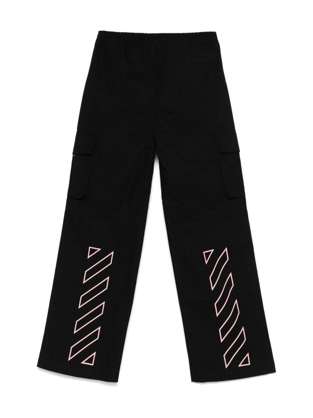 Cargo con stampa per bambina Off-White Kids nero con vita elasticizzata OGCF006S25FAB002 1030 OFF WHITE KIDS