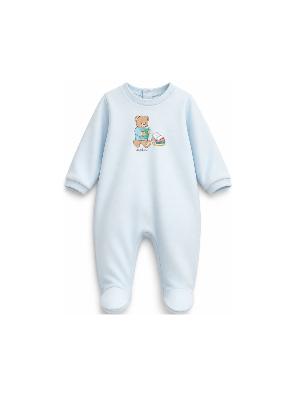 Tutina per neonato Moschino Kids azzurra con motivo Teddy Bear MUT04XLAA10 40304 MOSCHINO KIDS
