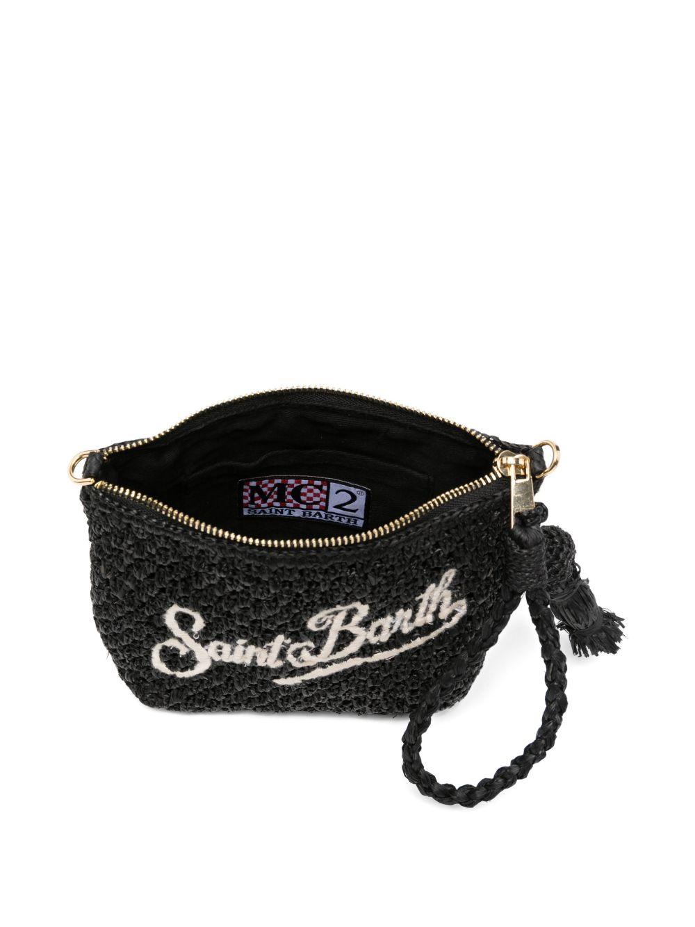 Pouch in rafia MC2 Saint Barth nero con ricamo logo RAFP001 09036L MC2 ST. BARTH KIDS