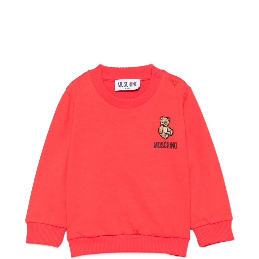 Felpa per neonati Moschino Kids rossa con ricamo Teddy Bear MUF06OLCA40 50109 MOSCHINO KIDS