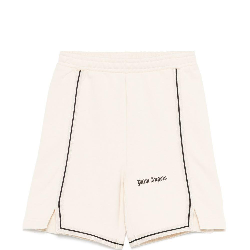 Shorts per bambino Palm Angels Kids beige con stampa logo PBCI007S26FLE001 092 PALM ANGELS KIDS