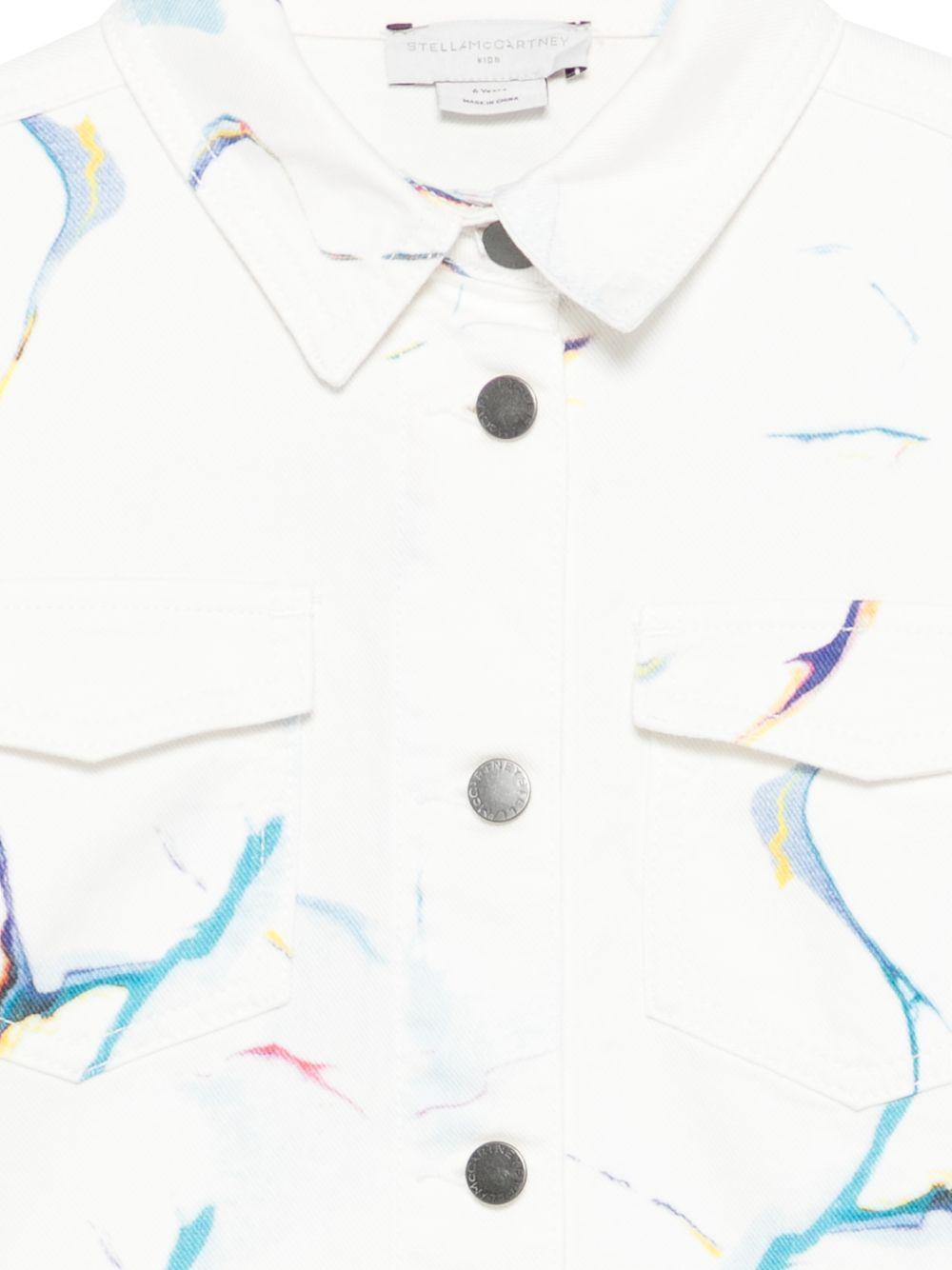 Giubbino per bambino Stella McCartney Kids in denim bianco con stampa grafica TY2A87 Z3474 101MC STELLA McCARTNEY KIDS