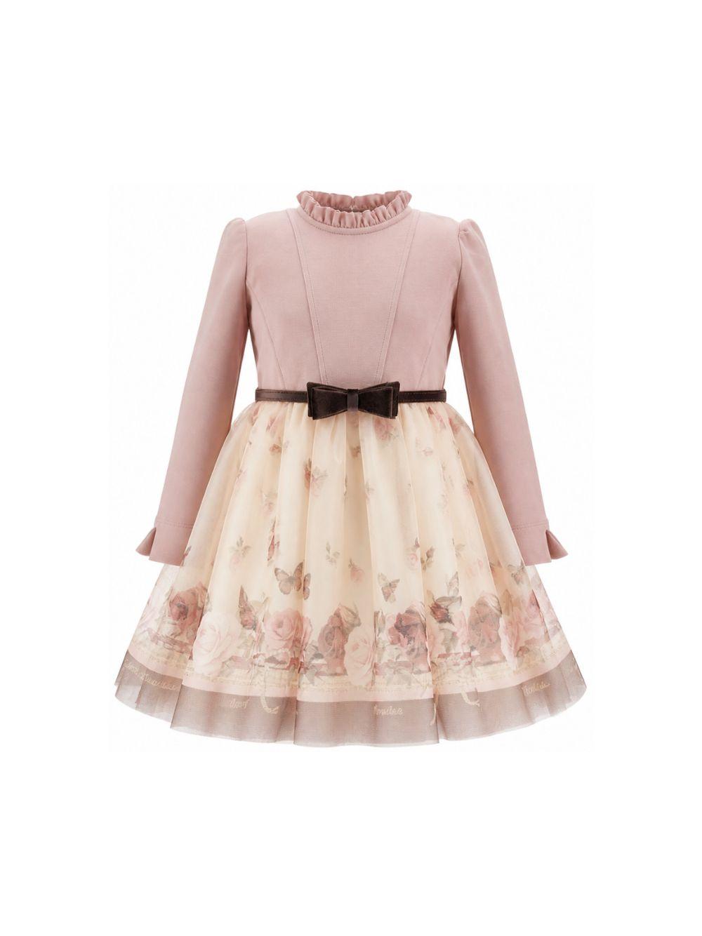 Abito per bambina Monnalisa Kids rosa con stampa a fiori 11H913 8621 0684 MONNALISA KIDS