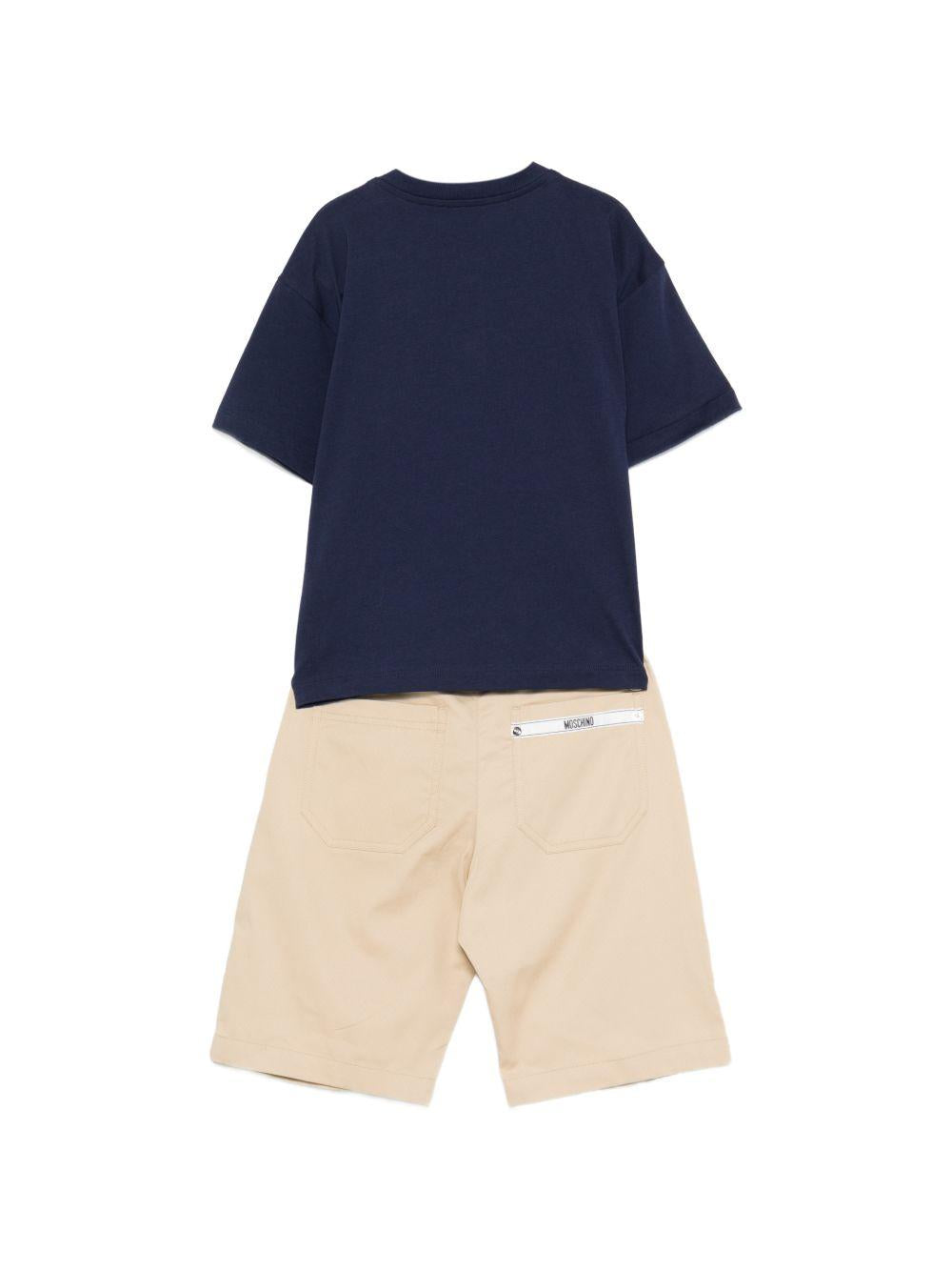 Set t-shirt e shorts per bambino Moschino Kids multicolore con stampa Teddy Bear HUG00TLYA02 83684 MOSCHINO KIDS