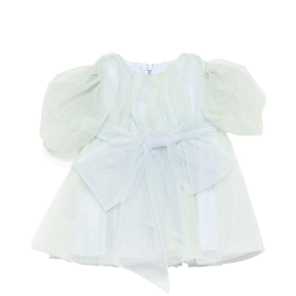 Abito per neonata Alapage azzurro con maniche a sbuffo AL54 CELESTE/LIME A'LAPAGE KIDS