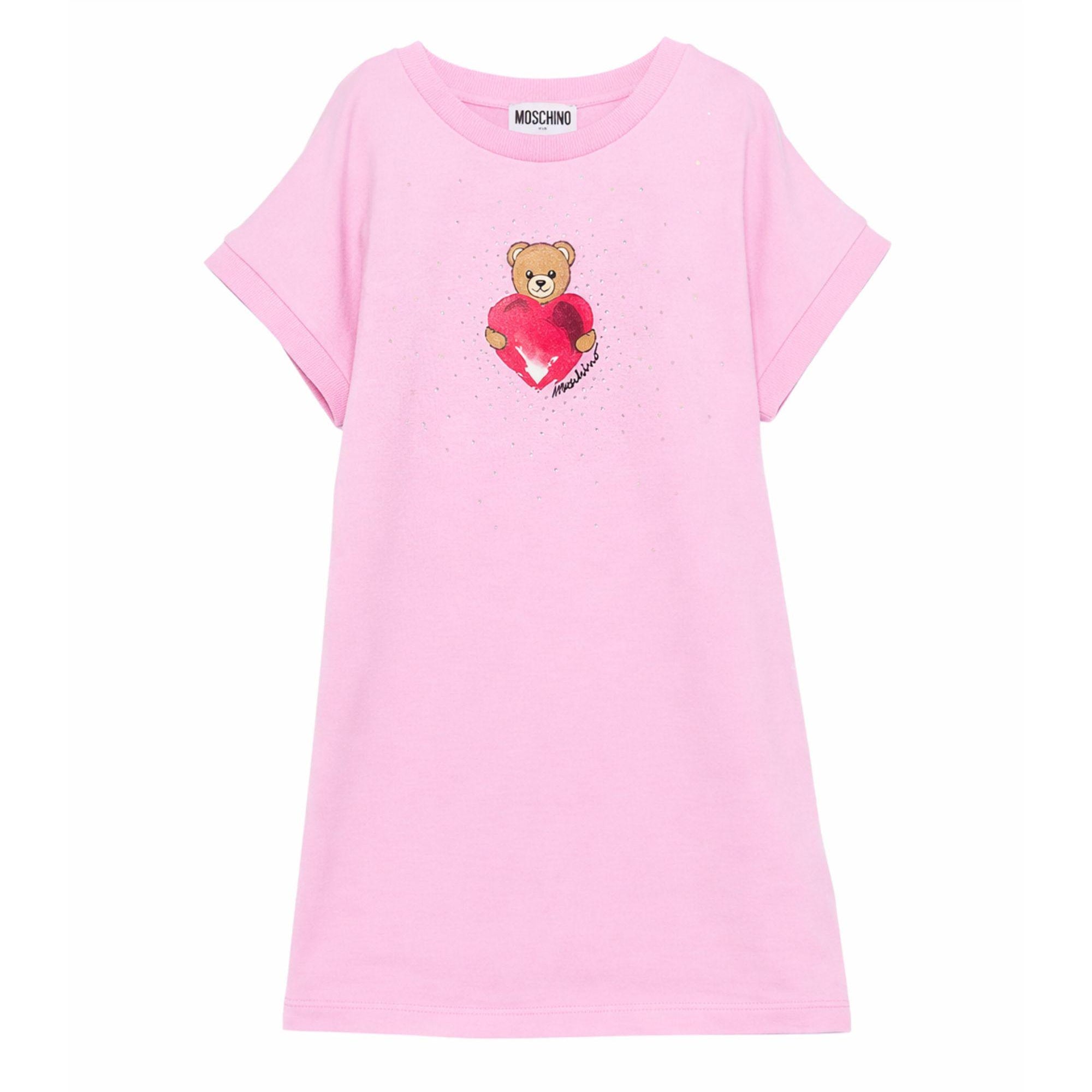 Abito per bambina Moschino Kids rosa con stampa grafica Teddy Bear HAV0EALDA25 51473 MOSCHINO KIDS