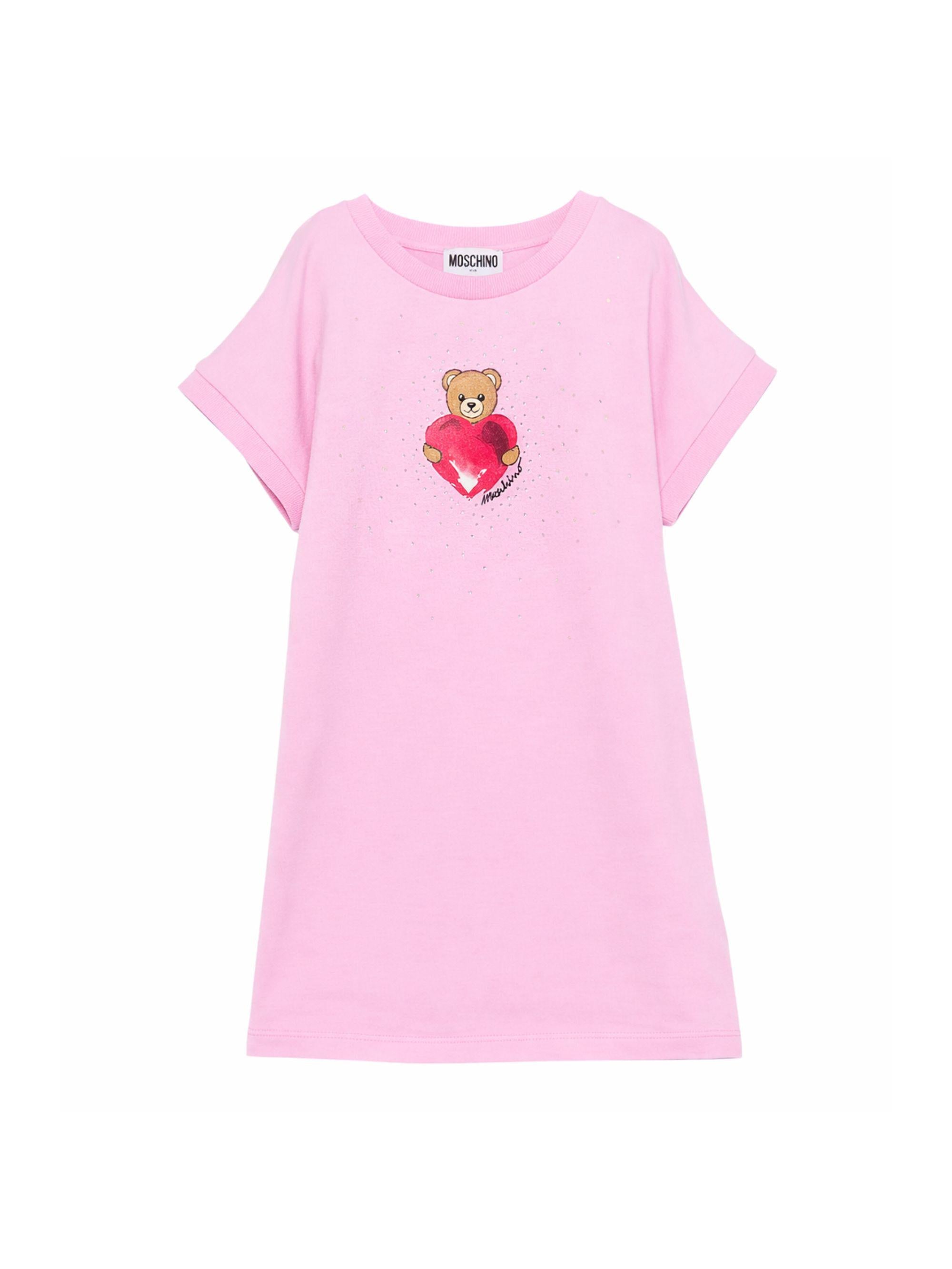 Abito per bambina Moschino Kids rosa con stampa grafica Teddy Bear HAV0EALDA25 51473 MOSCHINO KIDS