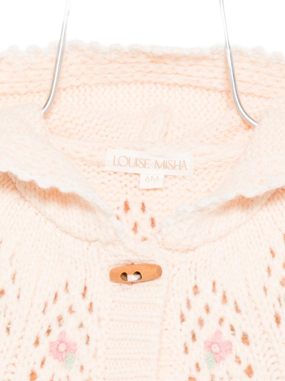 Cardigan per neonata Louise Misha rosa con ricamo floreale FRC-W25-C0074 BLUSH LOUISE MISHA