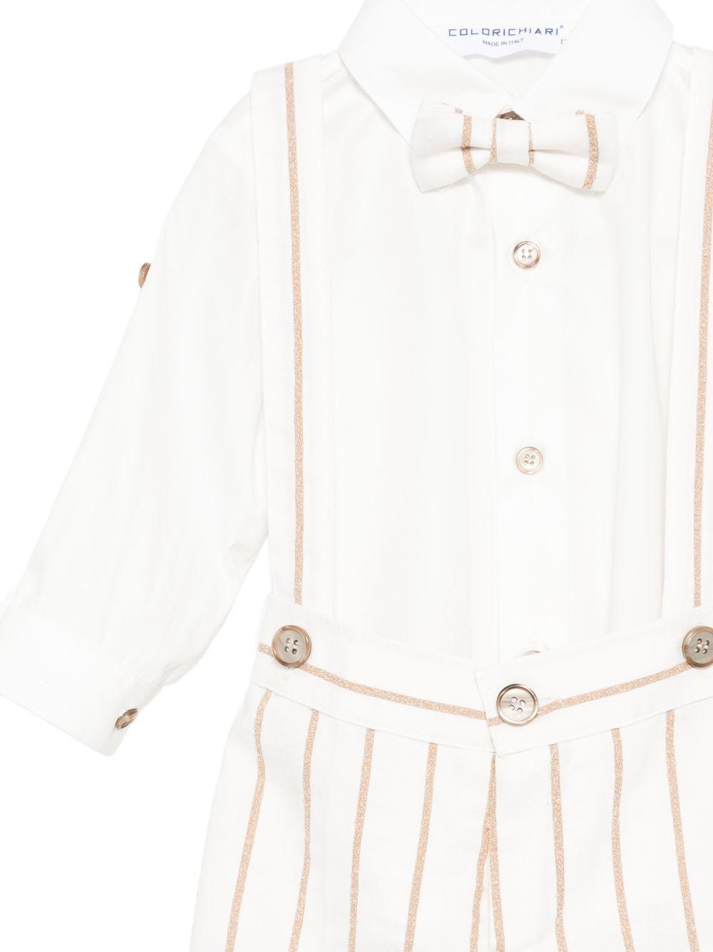 Set cardigan con salopette per neonato Colorichiari beige a righe (3 pezzi) MN408427 4911b 26 COLORICHIARI KIDS