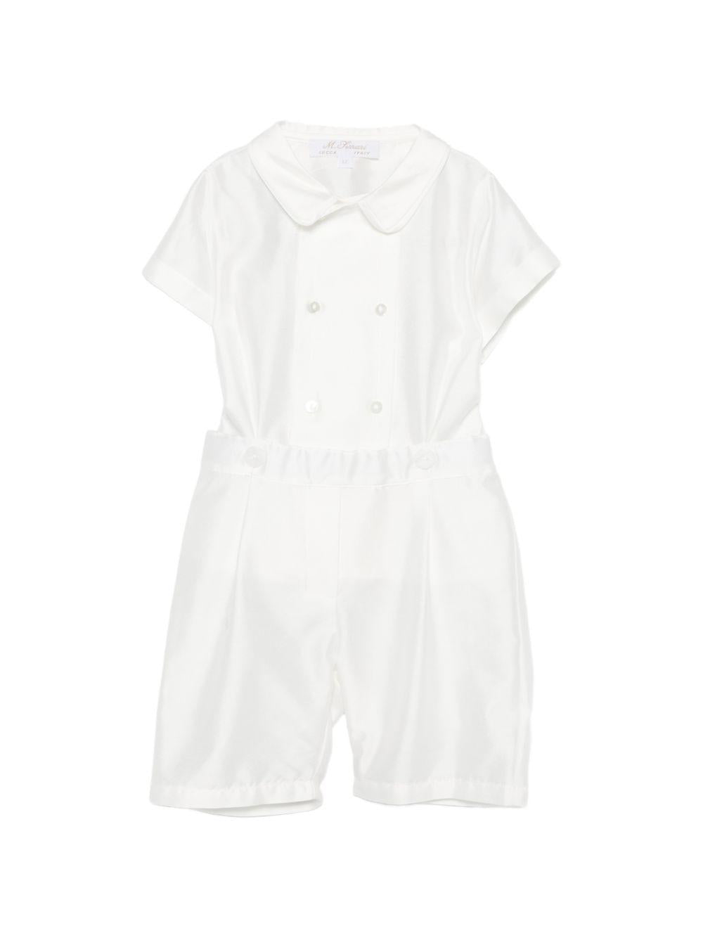 Tutina per neonato Mariella Ferrari bianco con colletto a punta PLF6 BURRO MARIELLA FERRARI KIDS