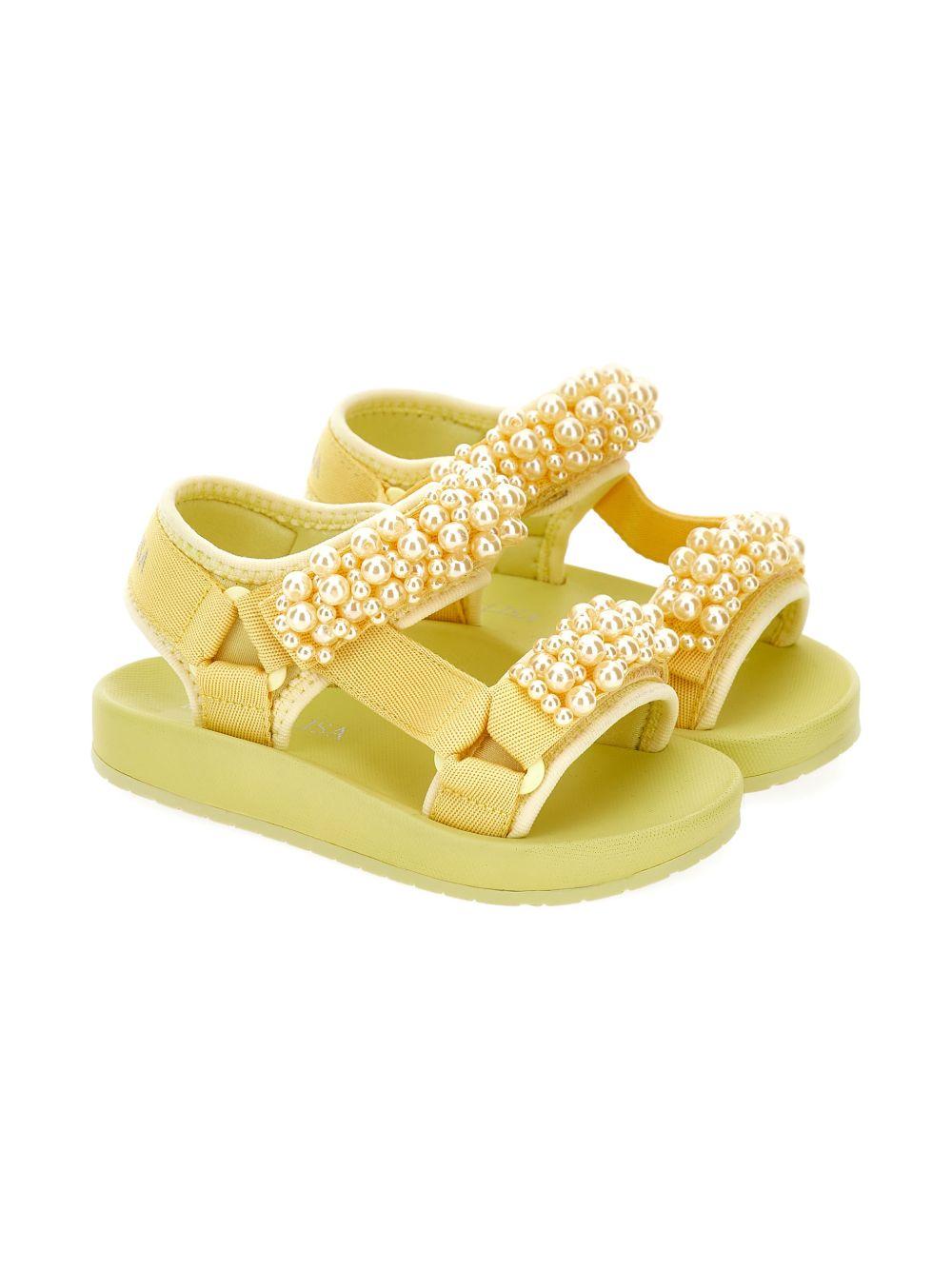 Sandali per bambina Monnalisa gialli con applicazioni a perline 8CG012 7700 0014 MONNALISA KIDS