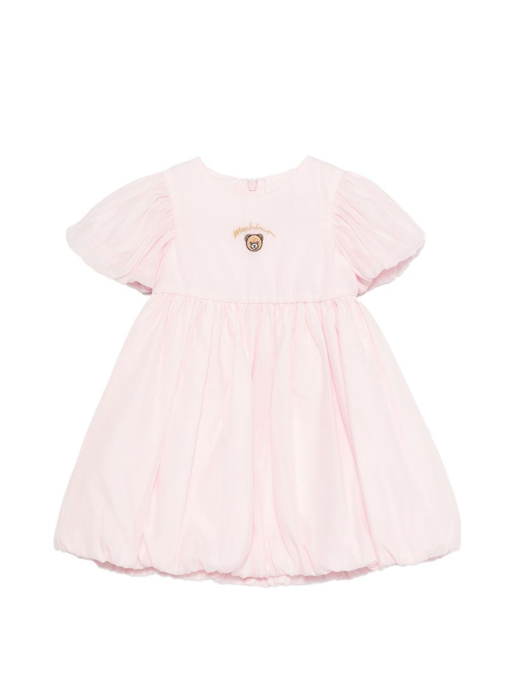 Abito per neonata Moschino Kids rosa con maniche a palloncino MDV0DEL1A12 50209 MOSCHINO KIDS