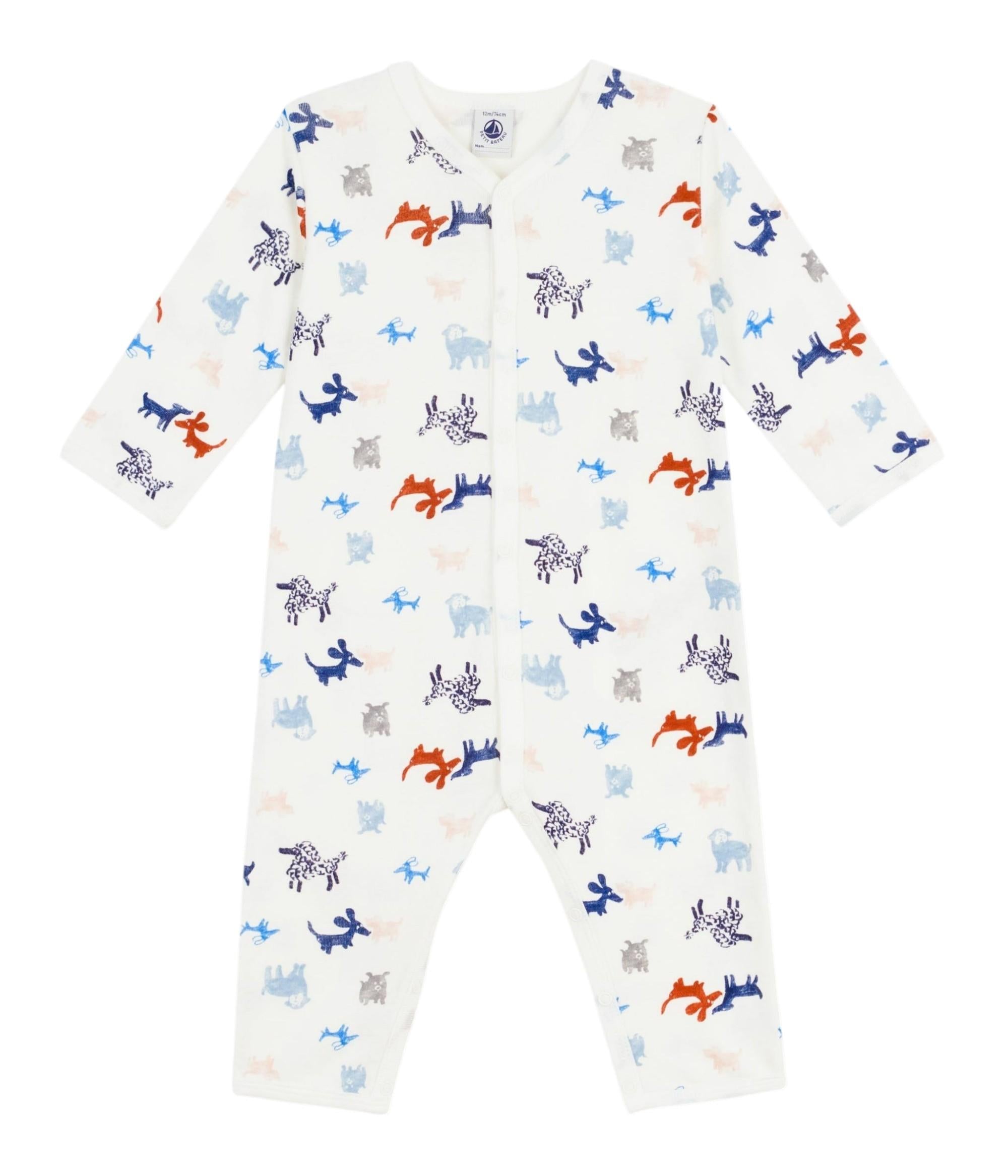 Tutina per neonati Petit Bateau bianca con stampa grafica animali all-over A0FAV 01 PETIT BATEAU