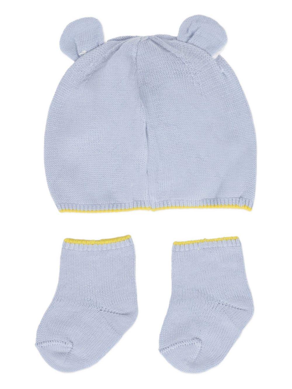 Berretto e calzini per neonati Gensami Kids azzurro con bordo a contrasto (2 pezzi) SET-ALP-WE SKY BLUE GENSAMI