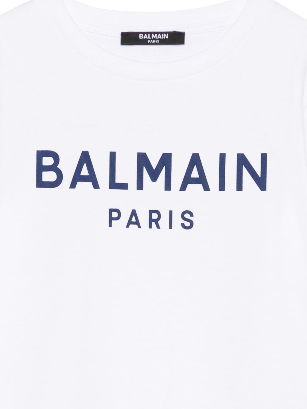 T-shirt per bambino Balmain Kids bianca con logo sul davanti BY8R11 Z3672 100BL BALMAIN KIDS
