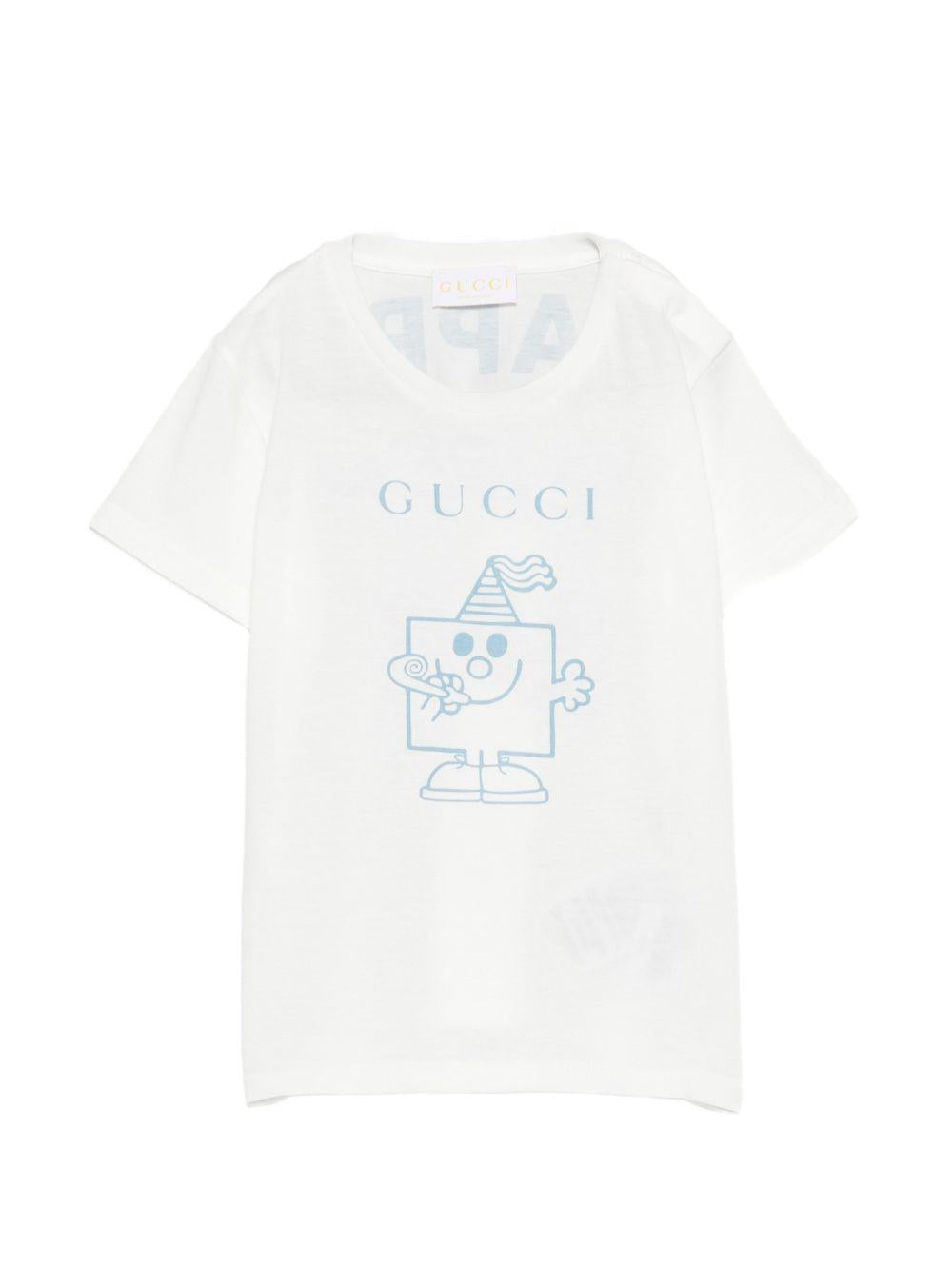 T-shirt per neonata Gucci Kids bianca con motivo Happy Birthday 834576XJHPI 9214 GUCCI KIDS