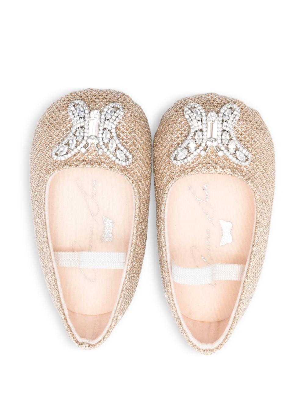 Ballerine per neonata Aruna Seth oro con applicazione farfalla sul davanti SON01 GOLD ARUNA SETH KIDS
