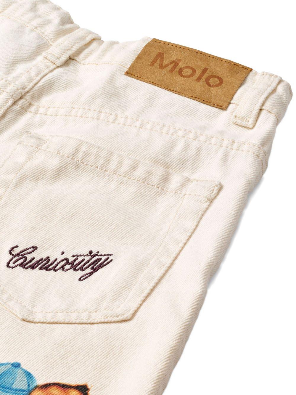 Jeans per bambina Molo Kids beige a gamba ampia con stampa 2W26I108 2444 MOLO KIDS