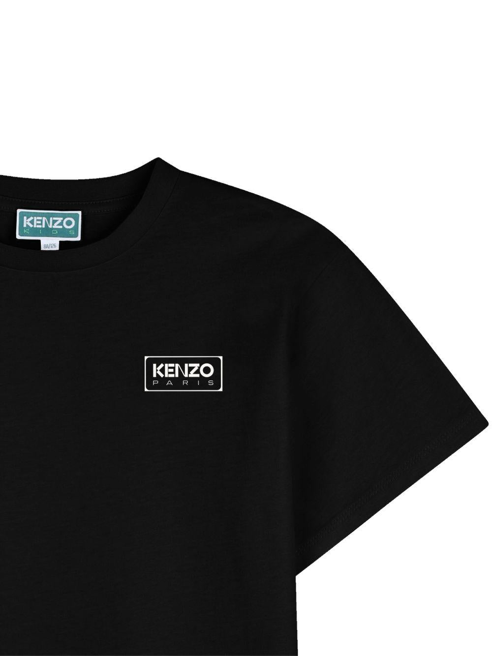 T-shirt per bambino Kenzo Kids nera con logo sul davanti K61681 09B KENZO KIDS