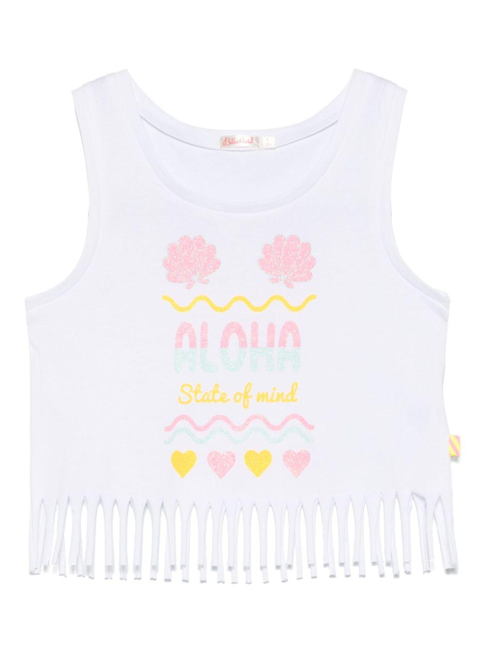 T-shirt con stampa grafica per bambina Billieblush bianco con scollo rotondo U20936 10P BILLIEBLUSH