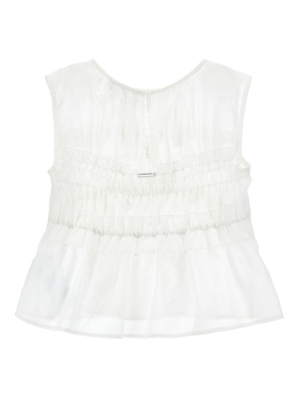 Blusa per bambina Monnalisa bianca con dettagli con ruches 17G301 7105 0001 MONNALISA KIDS