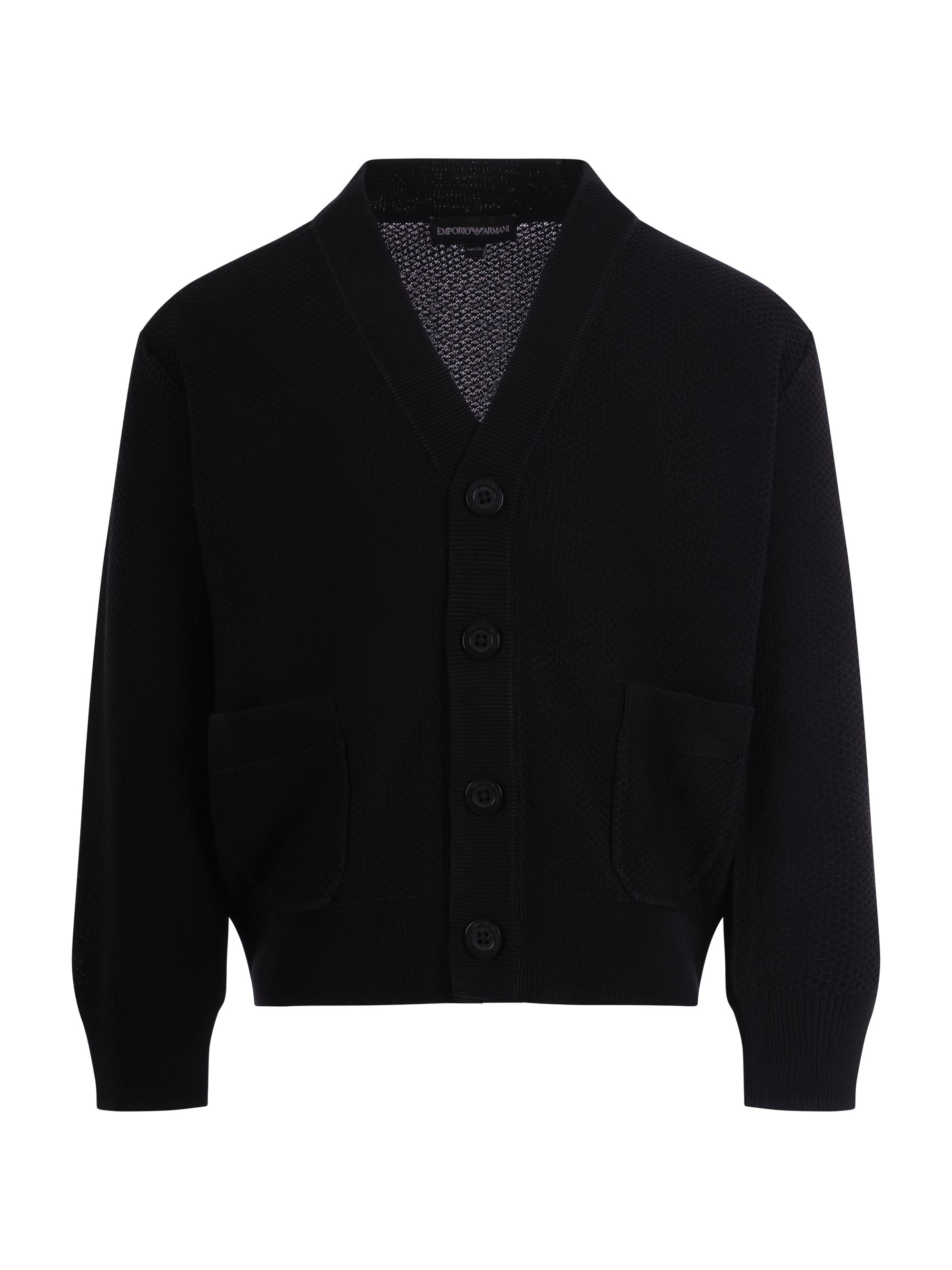 Cardigan per bambino Emporio Armani Kids blu con texture traforata EB001221 AF23412 UB118 EMPORIO ARMANI KIDS