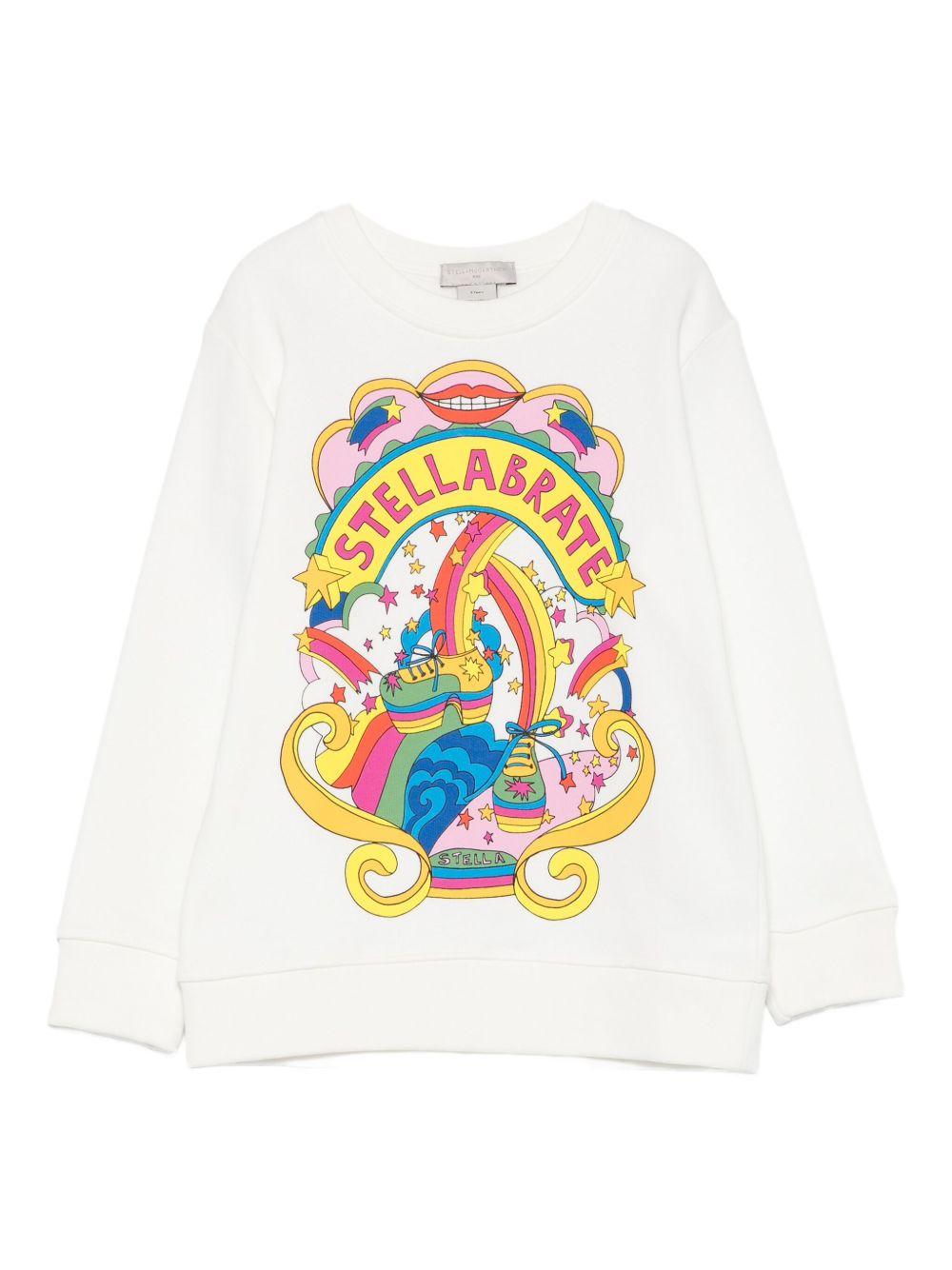 Felpa per bambina Stella McCartney Kids bianco con stampa Stellabrate TX4B50 Z0453 101 STELLA McCARTNEY KIDS