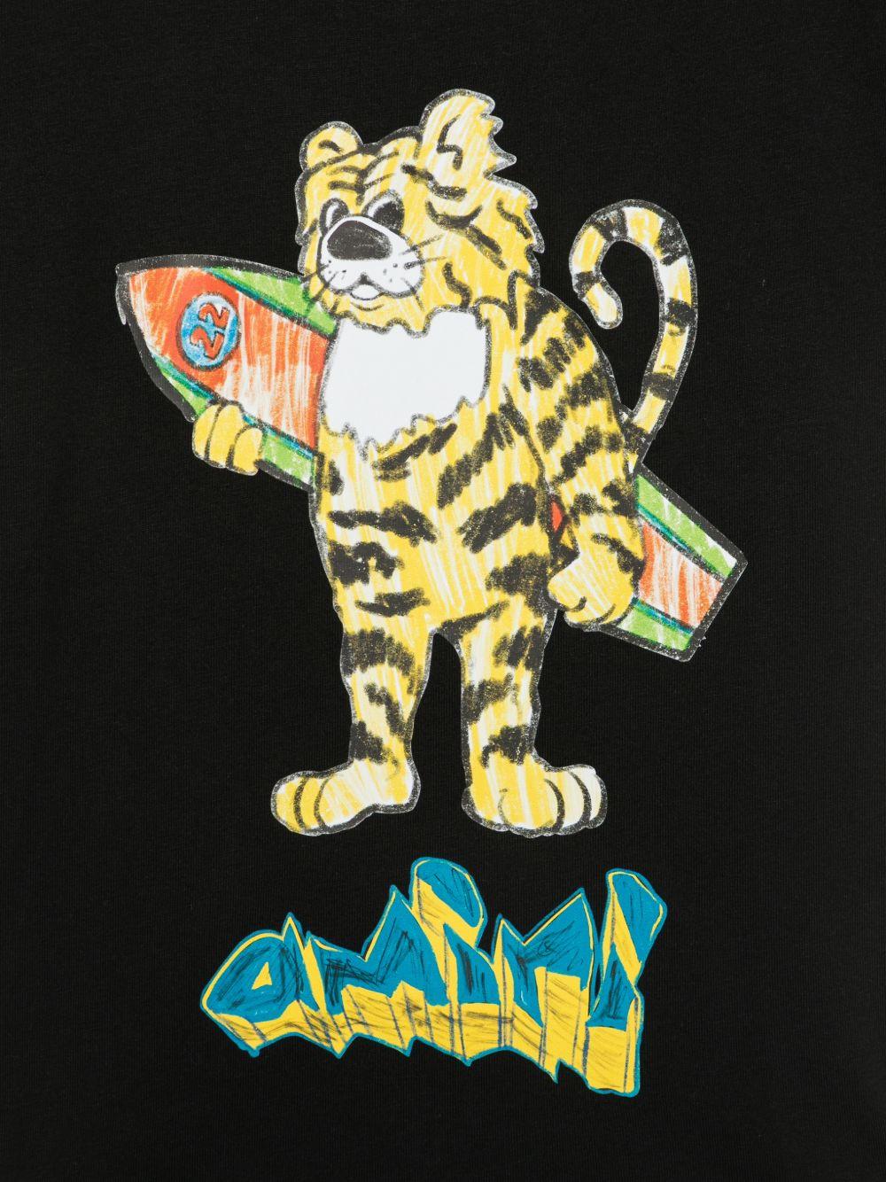 T-shirt per bambino Amiri Kids nera con stampa grafica tigre ACTOJR1031 001 AMIRI KIDS